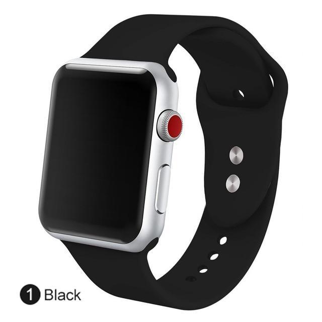 Correa de silicona suave para todos los modelos de Apple Watch 21 colores - ENGLA Chile ® Black / 38MM SM