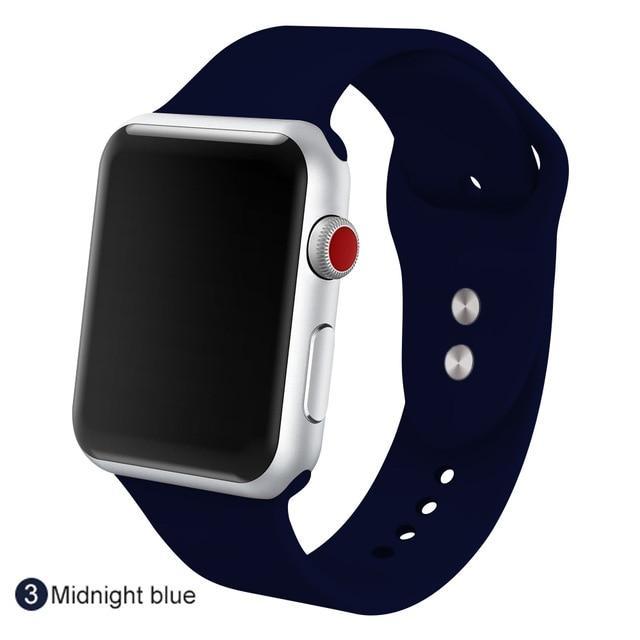 Correa de silicona suave para todos los modelos de Apple Watch 21 colores - ENGLA Chile ® Midnight blue / 38MM SM