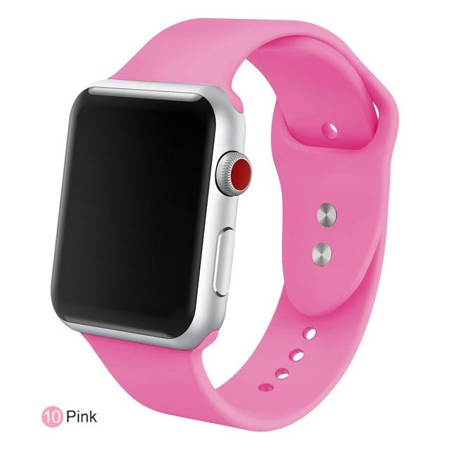 Correa de silicona suave para todos los modelos de Apple Watch 21 colores - ENGLA Chile ® Pink / 38MM SM